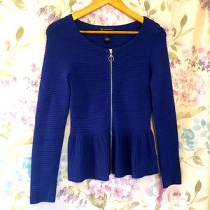 INC Navy Blue Ridged Top with Silver Zipper